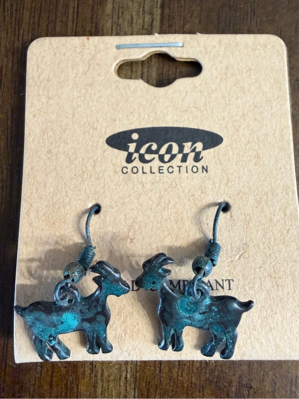 IC COLLECTION Patina Goat Earrings - Turquoise and Dark Bronze